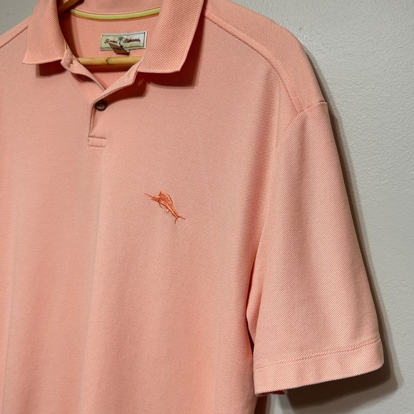 Tommy Bahama Polo Shirt Mens L Coral Embroidered Casual Resort Cotton Vacation - Picture 4 of 11